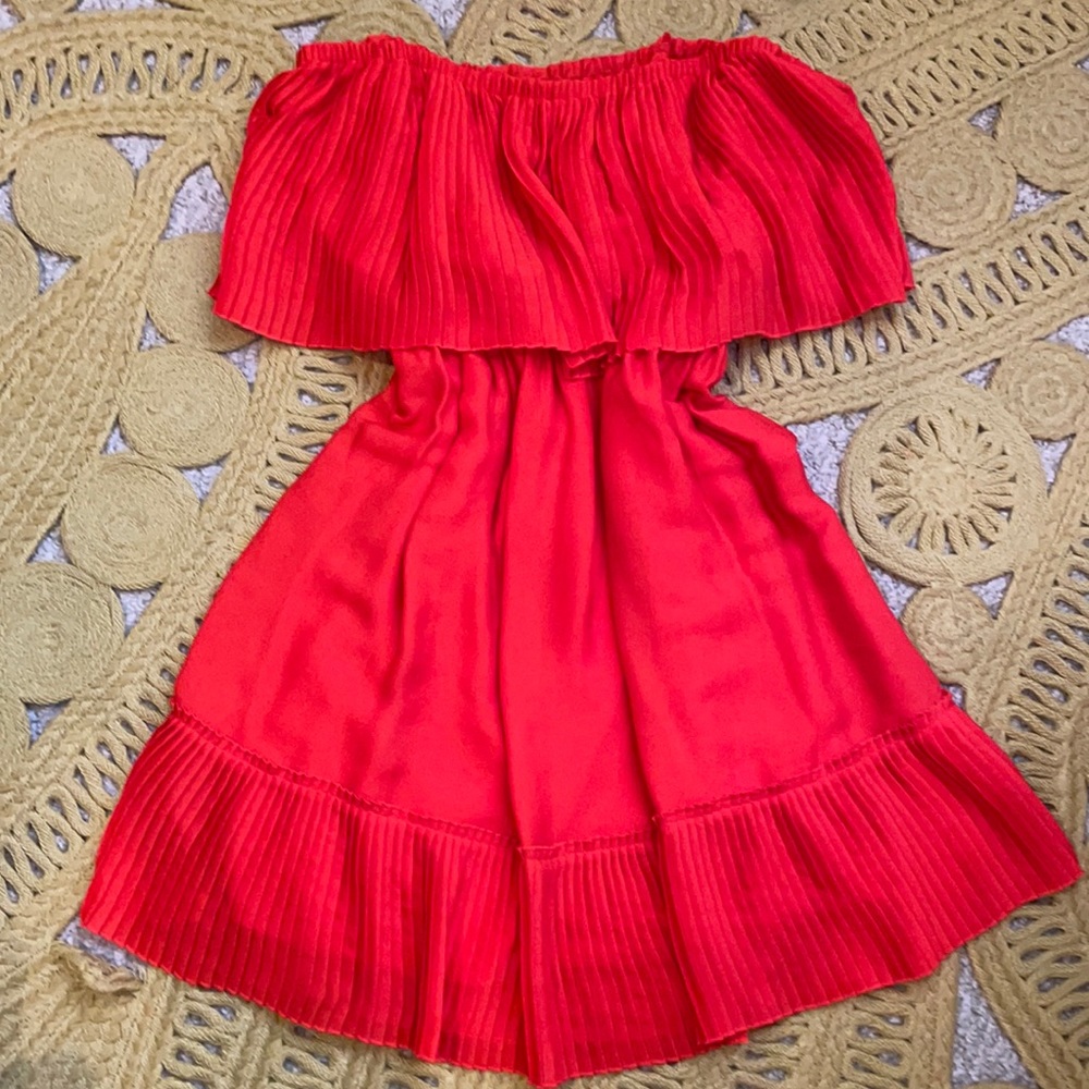 Off the shoulder bright orange dress (size M)